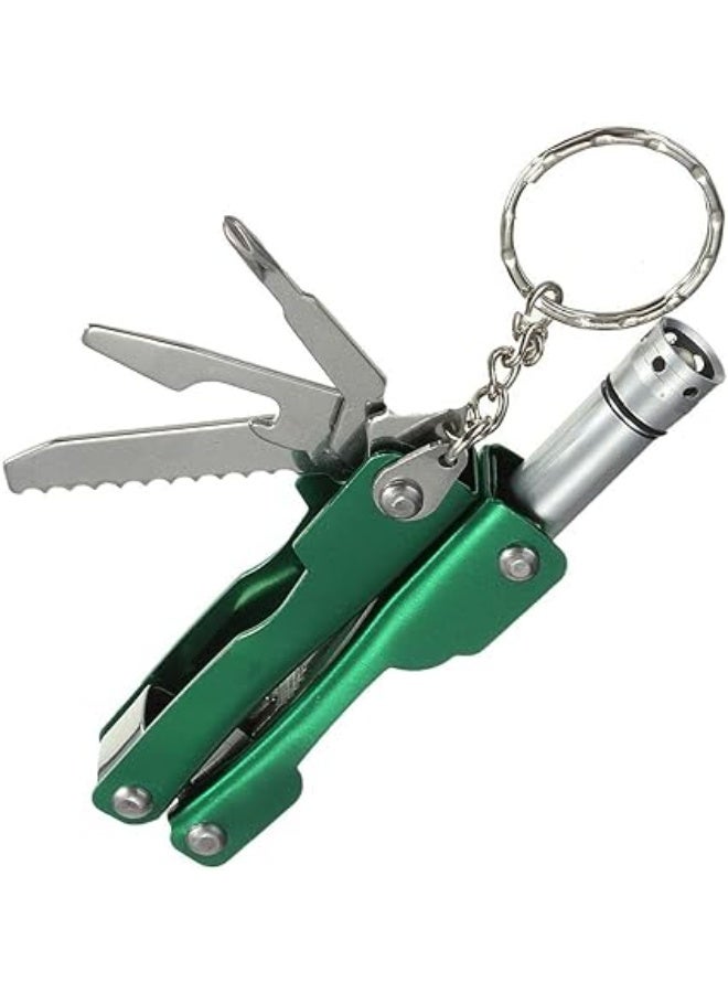 أداة جيب متعددة الوظائف من الفولاذ المقاوم للصدأ، مثالية للسفر، قابلة للطي، مزودة بإضاءة LED فضية اللون. - Image 3